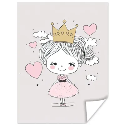 Produktbild von MuchoWow® Poster Prinzessin - Krone - Rosa - Mädchen - Pastell 120x160 cm - Wandbilder