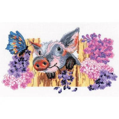 Immagine prodotto di Set per punto croce RTO "Cheeky Piggy" M320, schema contato, 32x20 cm