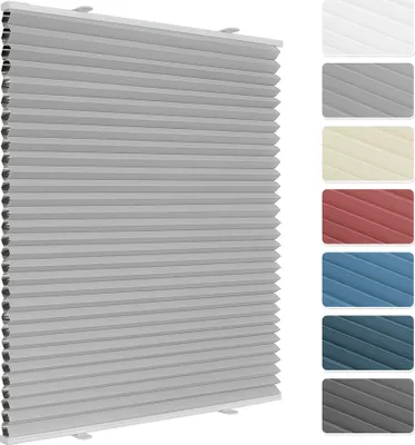 Produktbild von Grandekor Wabenplissee ohne Bohren Klemmfix Verdunklung Thermo Weiß-Hellgrau 90x130cm(BxH) Plissee Faltrollo 100% Blickdicht, Sonnenschutz & Schallschutz Plisseerollo für Fenster & Tür