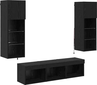 Immagine prodotto di vidaXL - Supporti per TV a parete, 5 pezzi, neri, effetto legno di quercia, materiale composito