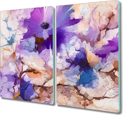Produktbild von Coloray Schneidebrett Herdabdeckplatte 2x30x52 cm Kochplattenabdeckung Hackbrett Küchenbrett - Blumen Pflanzen