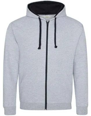 Produktbild von Awdis - "Varsity" Kapuzenpullover für Herren/Damen Uni LT2346 (S) (Grau meliert/Dunkelblau)