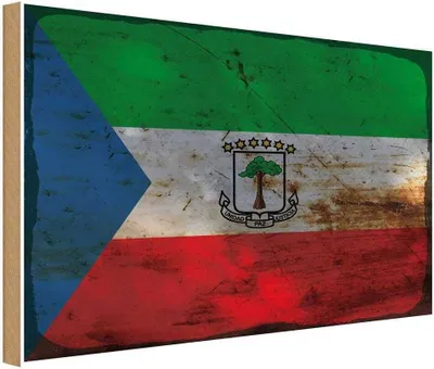 Produktbild von vianmo Holzschild 30x40 cm Äquatorialguinea Flagge Fahne Wappen