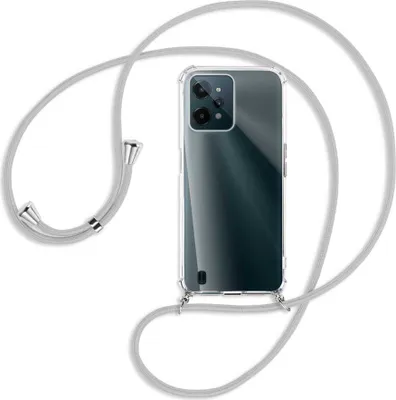 Produktbild von Handykette Backcover-Schutzhülle mit Band (Metall silberfarben) für Realme C31 - silbergrau