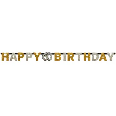 Produktbild von Amscan Prisma funkelnde Feier Meilenstein Geburtstag Buchstaben Banner SG12867 (40) (Glitzer)