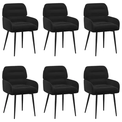 Image de vidaXL - 6 chaises de salle à manger, velours noir, 59 x 59,5 x 90 cm