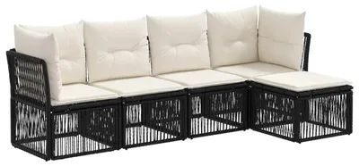 Produktbild von vidaXL Gartensofa-set 5 pcs Schwarz Poly-Rattan