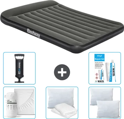 Zdjęcie produktu dla Materac dmuchany Bestway - 2-osobowy - 152 x 203 x 30 cm - Zielony - w zestawie akcesoria