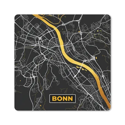 Produktbild von MuchoWow® Mauspad Mousepad Bonn - Stadtplan - Karte - Gold - Deutschland 20x20 cm - Mousepads - Maus Mat - Pad - Mausunterlage - Desk Mat - Bureauartikeln