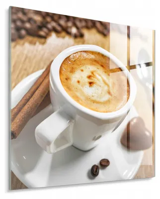 Produktbild von STYLER Glasbild 30x30 cm Espresso Crema Kaffee Cappuccino Küchenmotiv Wanddeko Küche Esszimmer Café Kaffeebereich