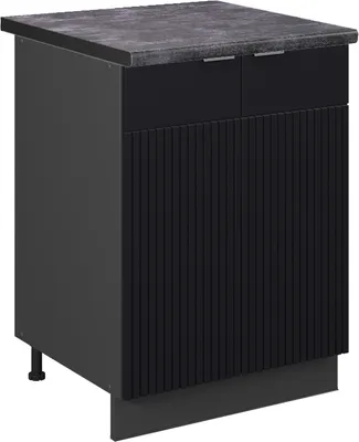 Produktbild von Küchenunterschrank Vicco Fame-Line Schwarz gestreift 60 cm , AP Anthrazit, Model 50639