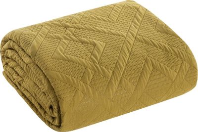 Design91 Tagesdecke Allzweckdecke Steppdecke Überwurf Bettdecke Bettüberwurf ALARA 2 gelb 220x240 cm cm senfgelb gelb