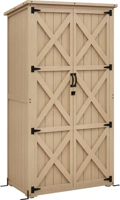 Image de Outsunny Armoire de Jardin abri Jardin Remise pour Outils sur Pied 90L x 54,5l x 161/168,5H cm 2 étagères Toit bitumé étanche Bois pin Autoclave