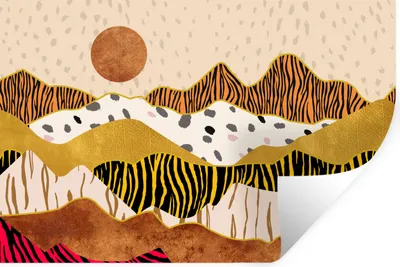 Produktbild von MuchoWow® Wandtattoo Wandsticker Wandaufkleber Tiger Druck - Pastell - Gold - Druck - Tiger - Abstrakt 90x60 cm Selbstklebend und Repositionierbar - Aufkleber