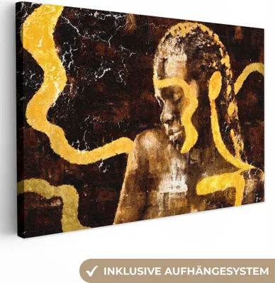 Produktbild von OneMillionCanvasses® - Leinwandbilder - 140x90 cm, Frau - Schwarz - Gold, Wandbilder Kunstdruck Wanddekoration