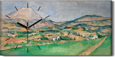 Produktbild von Wanduhr Bürouhr Leinwand Bild Geräuschlos 60x30 In Richtung Mont Sainte Victoire - schwarze Hände