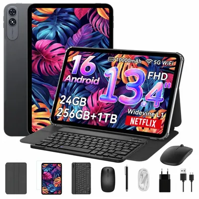 Obrázok produktu pre T6 Pro, 13,4-palcový tablet so systémom Android 15, 24 GB RAM (8 + 16), 256 GB vnútorná pamäť + 2 TB prostredníctvom karty TF, batéria 10 000 mAh, displej 2K, obnovovacia frekvencia 120 Hz, 5G WiFi, Gemini AI 2.0, 16 MP fotoaparát