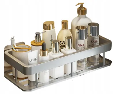 Produktbild von Duschregal ohne Bohren - 2er Set - Selbstklebende Badewannenablage - Silber