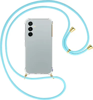 Produktbild von Handykette Backcover-Schutzhülle mit Band (Metall goldfarben) für Samsung Galaxy A54 5G (6.4'') - himmelblau