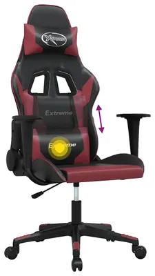 Produktbild von vidaXL Gaming-Stuhl mit Massagefunktion Schwarz und Weinrot Kunstleder