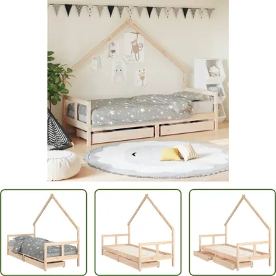 Produktbild von The Living Store Kinderbett mit Schubladen 80x200 cm Massivholz Kiefer