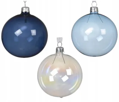 Imagen del producto de Adorno navideño esférico de vidrio, 8 cm de diámetro, transparente, 1 unidad.