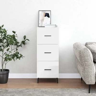 Produktbild von [Home] Sideboard Hochglanz-Weiß 34,5x34x90 cm Holzwerkstoff , Neue Mode 2024 im häuslichen Leben
