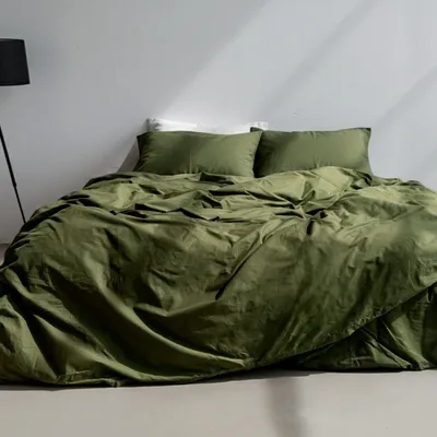 Produktbild von Basic Bettbezug Olivgrün 200 x 220 cm 100% Baumwolle Hergestellt in Europa