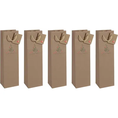 Zdjęcie produktu dla SIGEL GT042 5 Flaschenbeutel Christmas with apples Motiv 10,0 x 35,0 cm