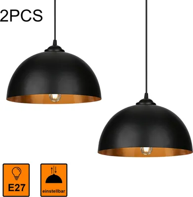 Produktbild von SWANEW Pendelleuchte Lampenschirm 2er Set Pendellampe Industrielle Vintage Metall E27 Hängelampe 60W Hängeleuchte Deckenlampe Ø 30cm