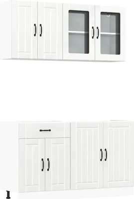 Image de vidaXL Ensemble de 4 armoires de cuisine Lucca blanc brillant Matériau dérivé du bois