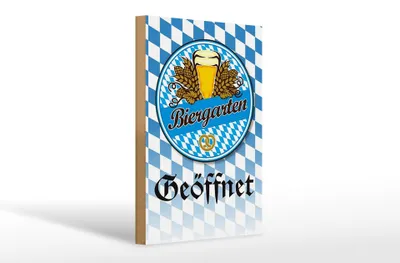 Produktbild von Holzschild Biergarten Bier Brezel, 30 x 20 cm, Holzschilder Spruch Getränke Alkohol Bier Bayern