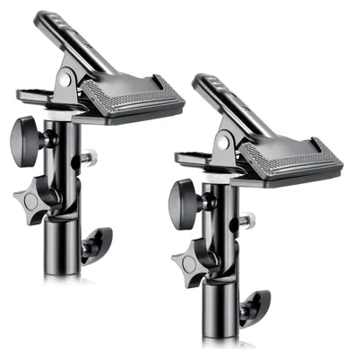 Produktbild von NEEWER 2 Stück Fotostudio Hochleistungs Metallklemmhalter mit 5/8" Lampenstativ Befestigung für Reflektor