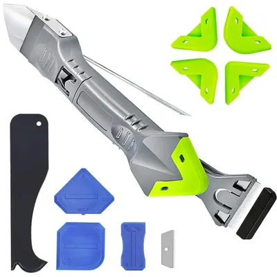 Image de Kit d'outils en silicone 5 en 1 pour enlever le mastic, grattoir pour joints, idéal pour la cuisine et la salle de bain, comprenant des embouts et