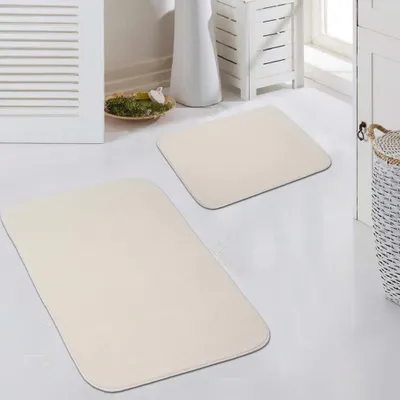 Image de Tapis crème doux, facile d'entretien et lavable pour une décoration moderne Taille - 50x60cm + 60x100 cm
