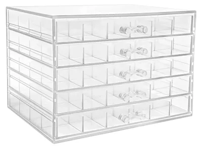 Produktbild von Sortierbox mit 5 Ebenen und 120 Fächern aus transparentem Acryl für Kleinteile