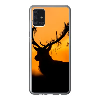 Produktbild von MuchoWow® Handyhülle Schutzhülle Hülle für Samsung Galaxy A52 5G Hirsch - Orange - Scherenschnitt - Tiere - Natur Silikon Softcase Handy Hülle - Umschlag