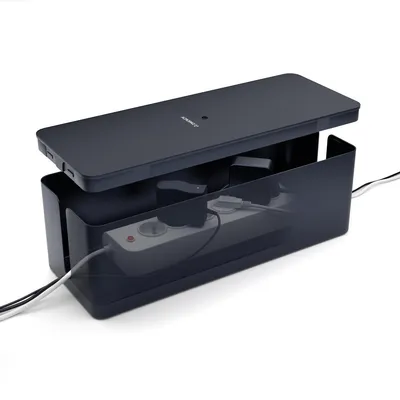 Obrázok produktu pre Káblový box ACROPAQ - jednoducho ukryjete káble a zásuvky, veľký (40,6 x 13,4 x 15,6 cm), vodotesný, protišmykový, správa káblov bez neporiadku - čierny / veľký