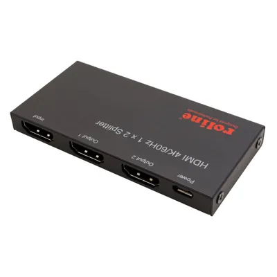 Obrázek produktu pro ROLINE Rozbočovač HDMI, 2 porty, nízký, 4K@60Hz (14.01.3556)