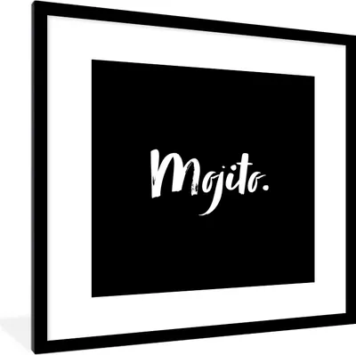 Produktbild von MuchoWow® Gerahmtes Poster Cocktail - Zitate - Mojito - Getränk - Text 40x40 cm - Poster mit Schwarzem Bilderrahmen Wandposter Rahmen Foto Bilder - Poster - Plakat im Rahmen