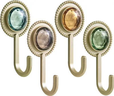 Produktbild von 4 Stück Wandhaken mit Kunstdiamant-Nachbildung, stanzfrei, stark belastbar, selbstklebend, spurlos, Handtuchhalter, Haushaltsbedarf