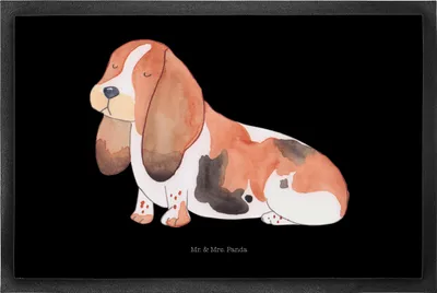 Produktbild von Mr. & Mrs. Panda fußmatte Hund Basset Hound 50 x 75 cm - Schwarz - Geschenk, Schmutzfangmatte, Sprüche, Schmutzmatte, Süß, hausmatte, Fußabtreter, Schmutzfänger