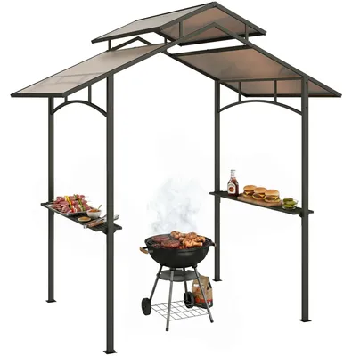 Produktbild von Outsunny Grillpavillon mit Flammschutzdach 2,5 x 1,5m BBQ-Pavillon Stahl PC