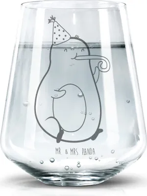 Produktbild von Mr. & Mrs. Panda Glas Avocado Feier - Transparent - Geschenk, Wasserglas, Geburtstag, Gute Laune, Tröte, Party, Trinkglas, Tumbler, Becherglas, Trinkgefäß