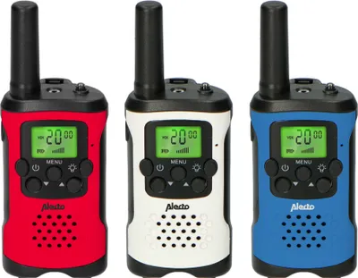 Produktbild von Alecto FR115 3x - Set mit drei Walkie Talkies für Kinder, Reichweite von bis zu 7 Kilometern, Rot-Weiß-Blau