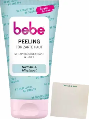 Produktbild von bebe Peeling für zarte Haut Normale & Mischhaut (150ml Flasche) + usy Block