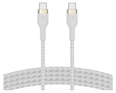 Produktbild von Belkin USB-C auf USB-C Kabel geflochten, Weiß, 2m, 60W