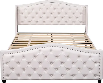 Produktbild von Flieks Polsterbett 160x200cm, Doppelbett mit Lattenrost und 2 Schubladen, Boxspringbett mit Stauraum, Holzbettgestell Jugendbett Stauraumbett, PolyurethanWeiß