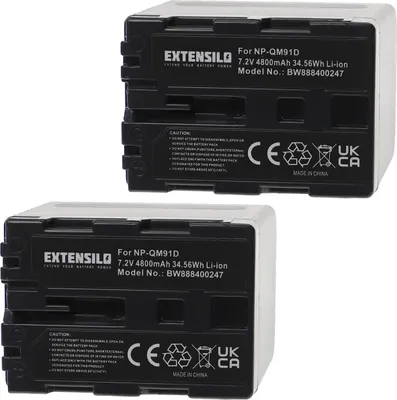 Produktbild von EXTENSILO 2x Akku Ersatz für Sony NP-QM91D, NP-QM91, NP-QM70, NP-QM71D, NP-QM71 für Kamera (4800 mAh, 7,2 V, Li-Ion)