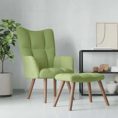 Produktbild von vidaXL Relaxsessel mit Hocker Hellgrün Samt